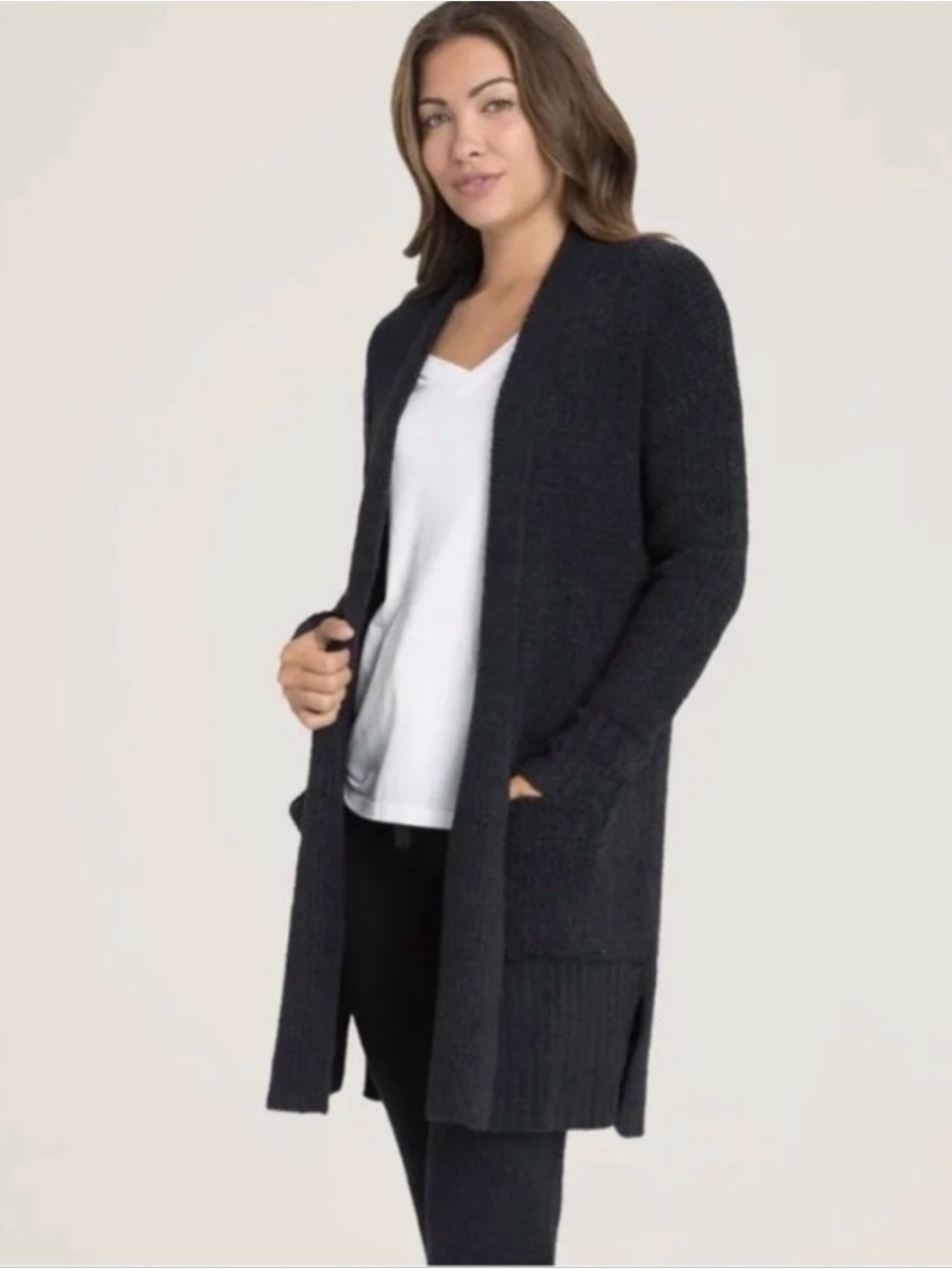 Barefoot Dreams CozyChic Lite Long Cardigan Black Size XS